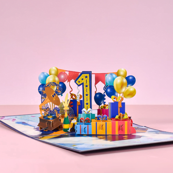 3D Pop Up Karte "Happy Birthday 1 Jahr"