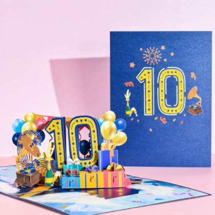 3D Pop Up Karte "Happy Birthday 10 Jahre"