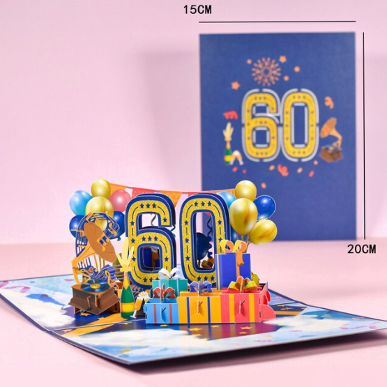 3D Pop Up Karte "Happy Birthday 60 Jahre"