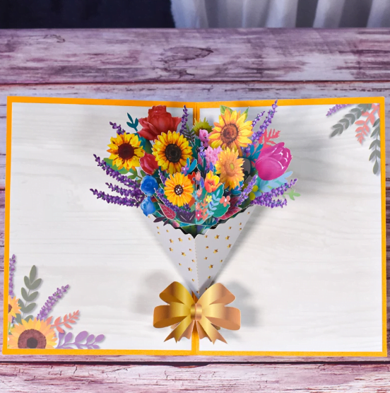 3D Pop Up Karte "Sonnenblumen"